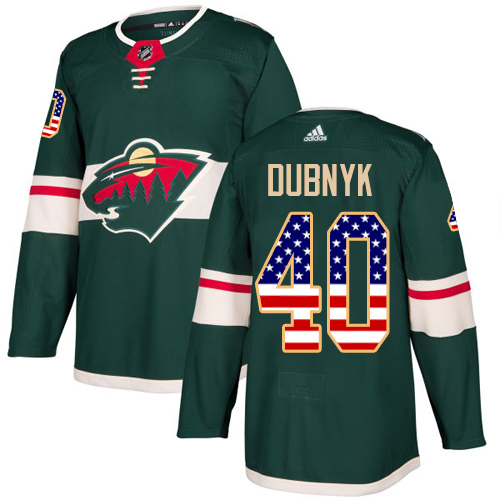 Adidas Wild #40 Devan Dubnyk Green Home Authentic USA Flag Stitched NHL Jersey